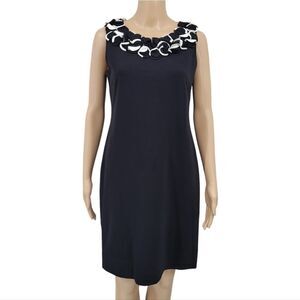 Cache Black Shift Dress with Layered 2D Statement Collar Women's Size 6
